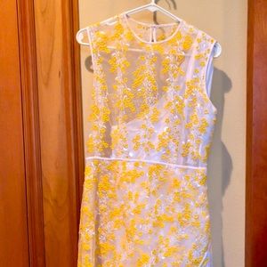 Carven Asymmetrical White and Yellow Dress